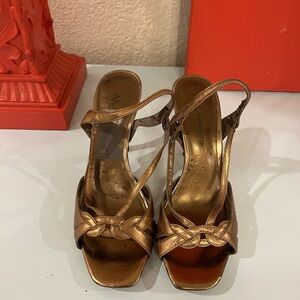 Anne Klein Metallic Bronze Braided Slingback Heels